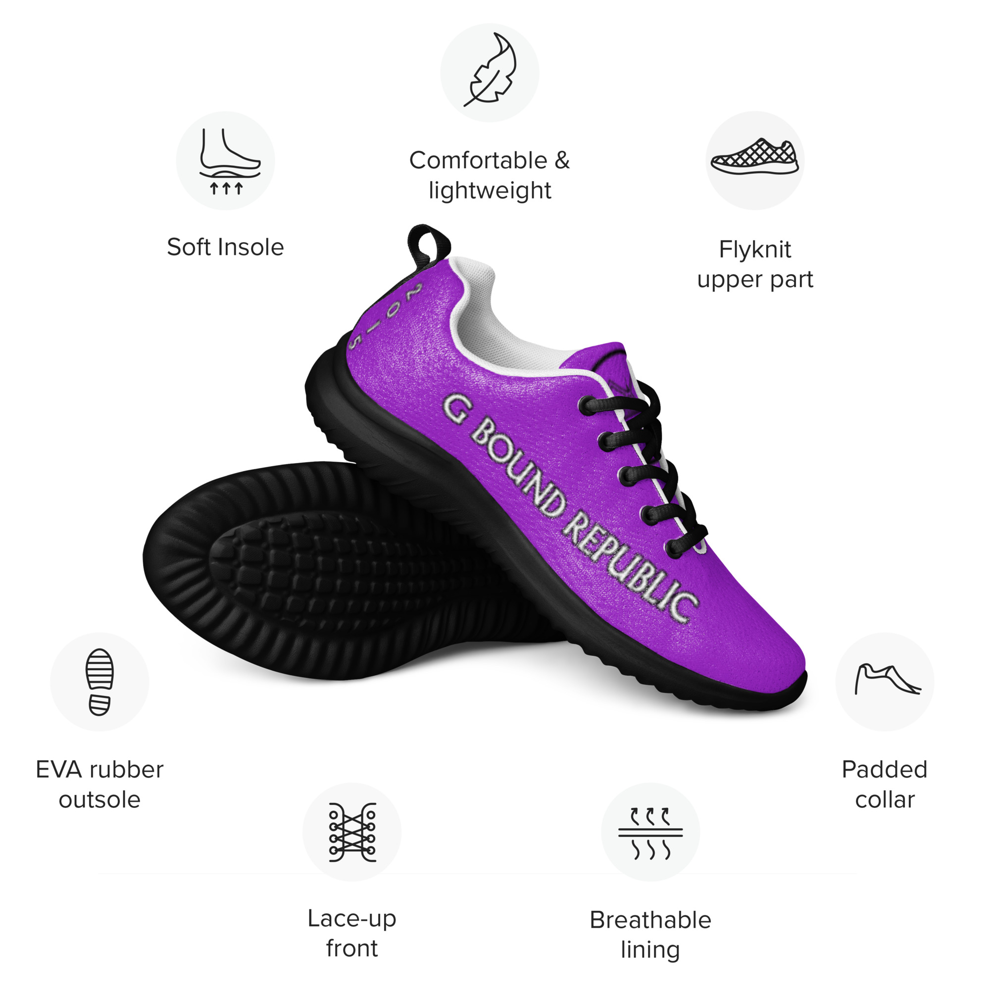 G Bound Republic Men’s Purple athletic shoes - Image 2