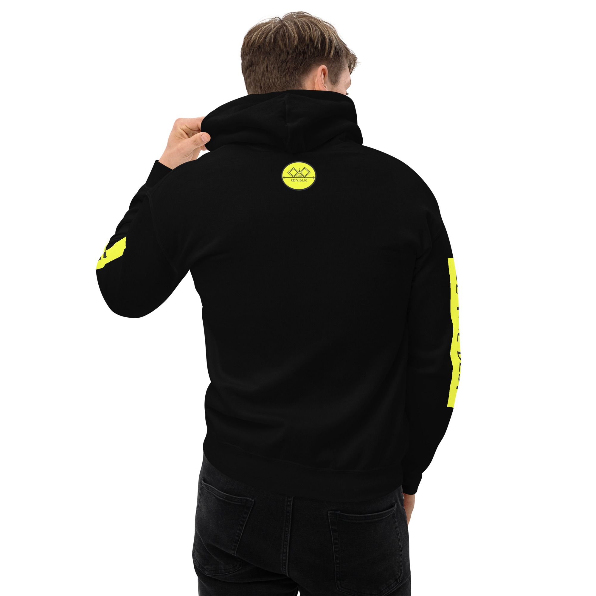 G Bound Republic Yellow Logo Unisex Hoodie - Image 4