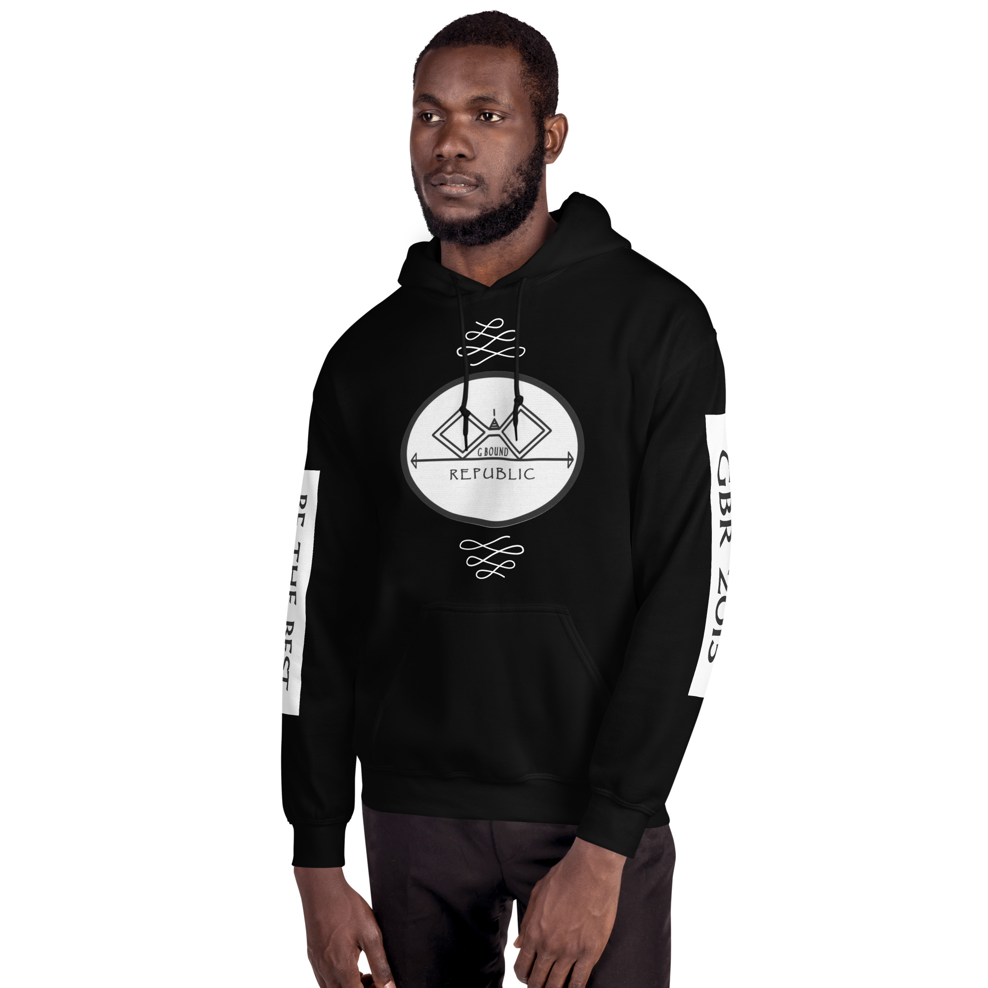 G Bound Republic White Logo Unisex Hoodie - Image 14
