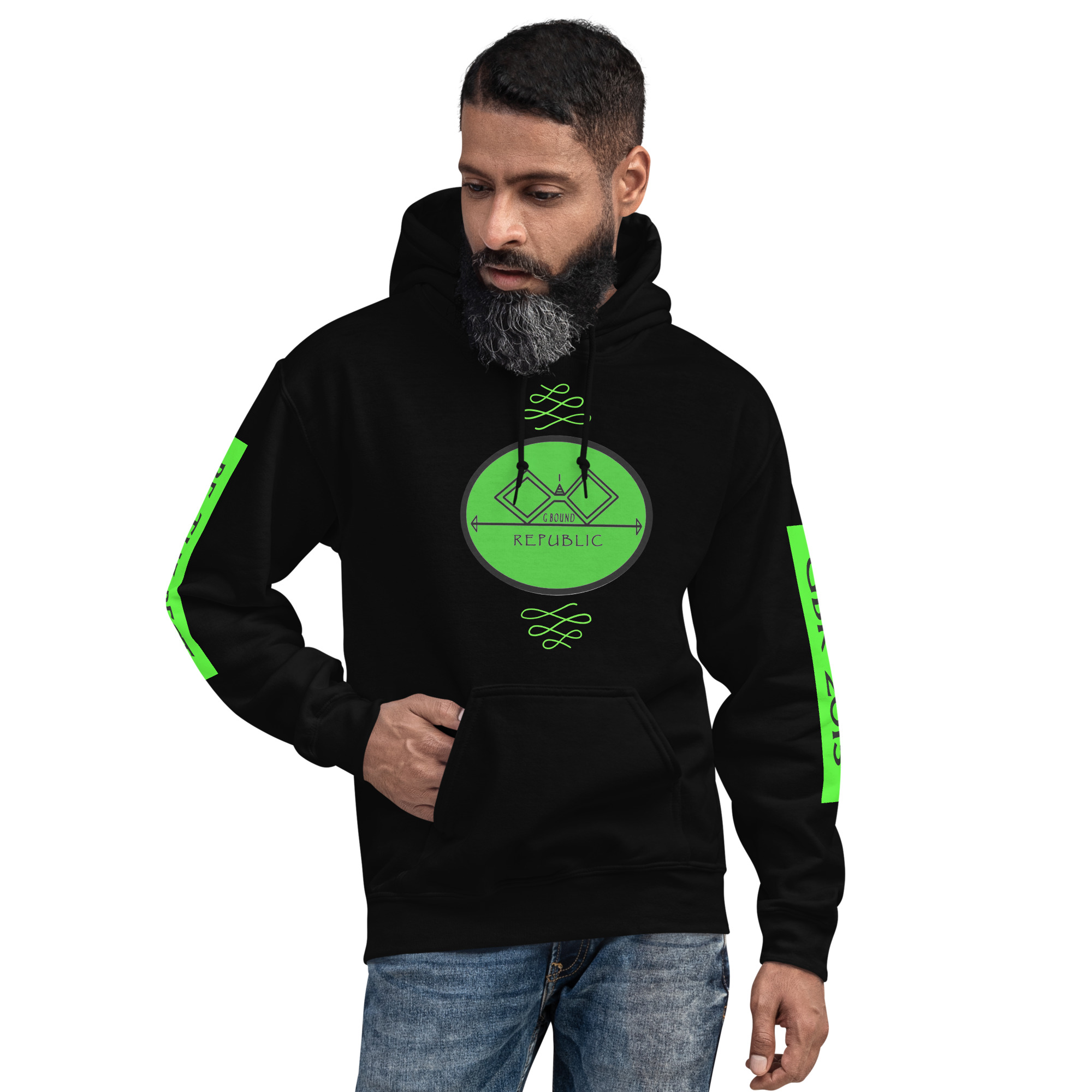G Bound Republic Green Logo Unisex Hoodie - Image 7