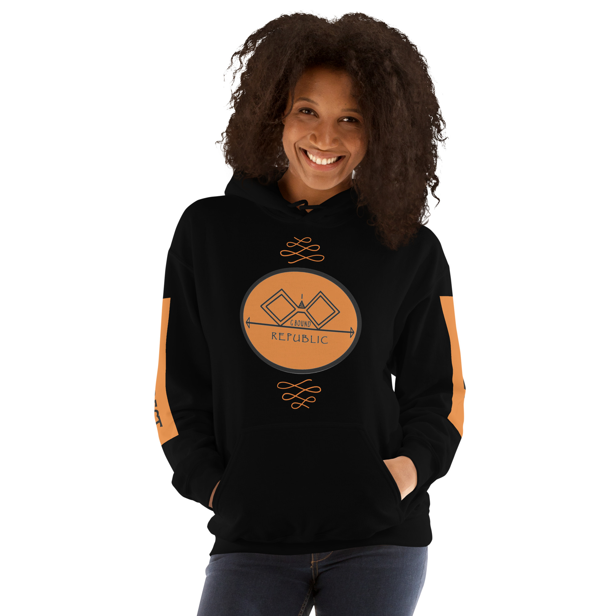 G Bound Republic Orange Logo Unisex Hoodie - Image 9