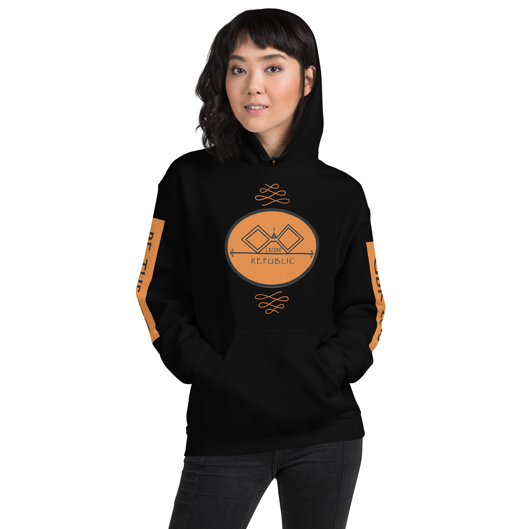 G Bound Republic Orange Logo Unisex Hoodie - Image 10
