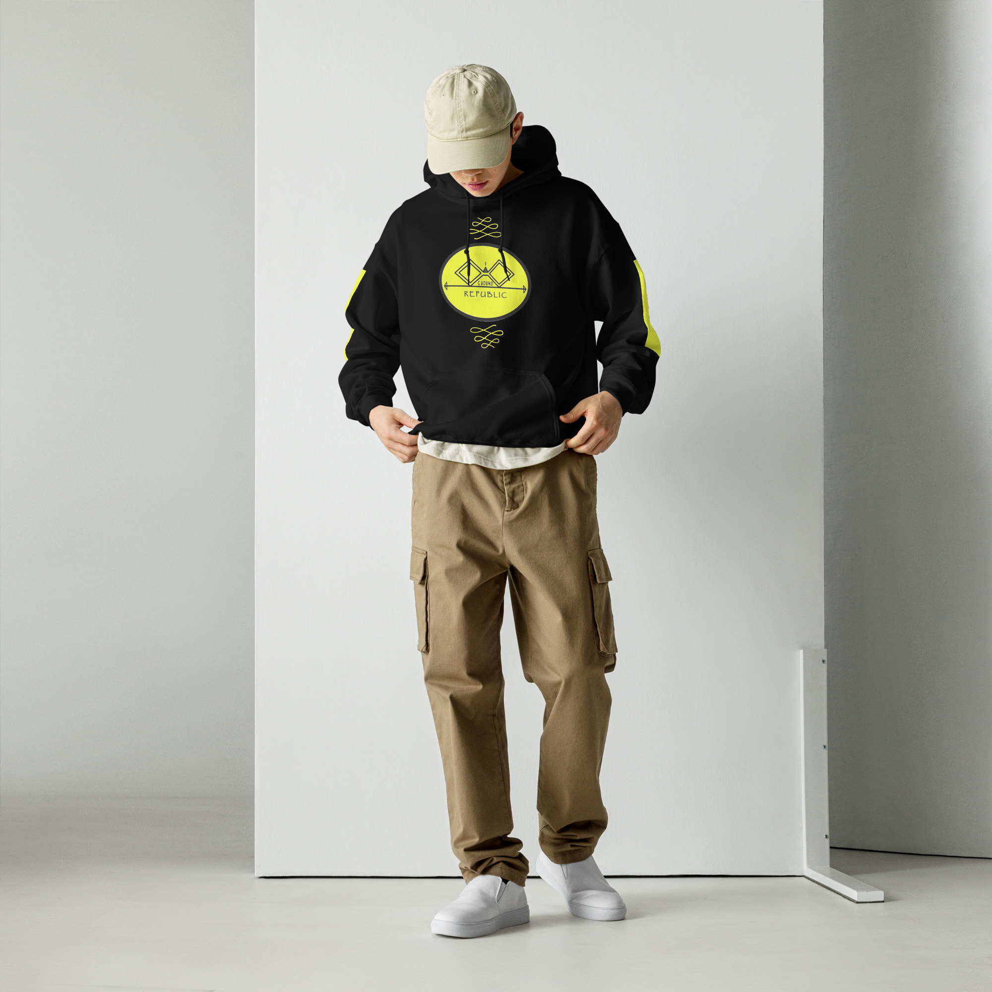 G Bound Republic Yellow Logo Unisex Hoodie - Image 6