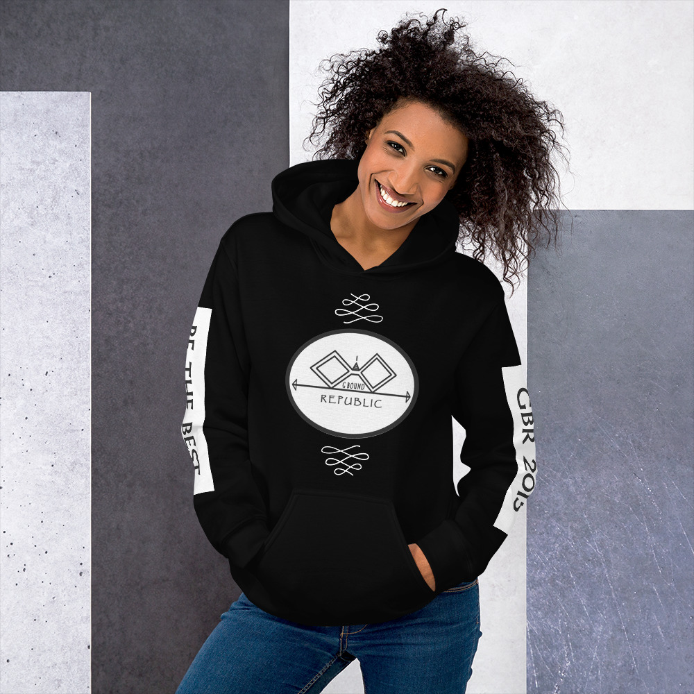 G Bound Republic White Logo Unisex Hoodie - Image 15
