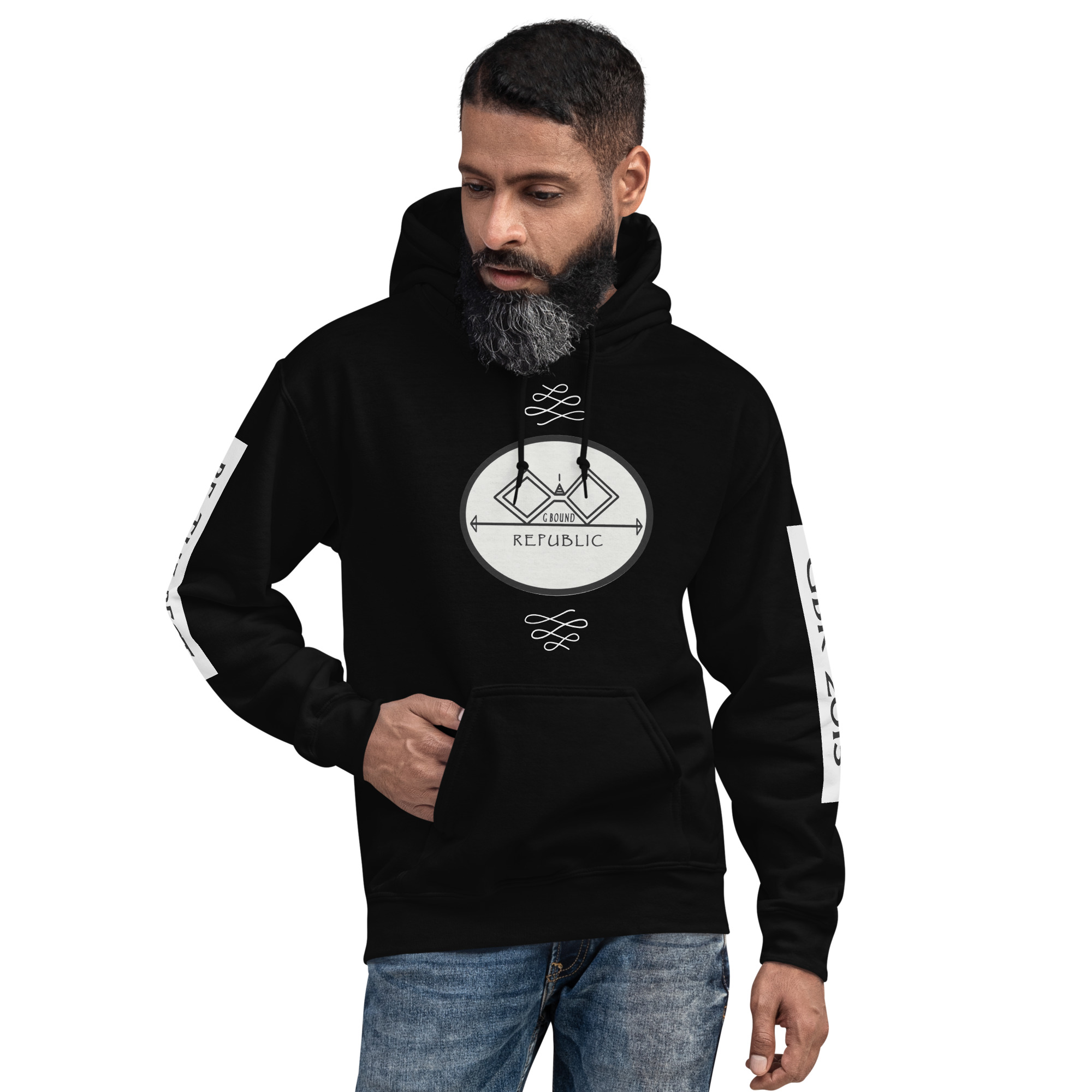 G Bound Republic Silver Logo Unisex Hoodie - Image 10