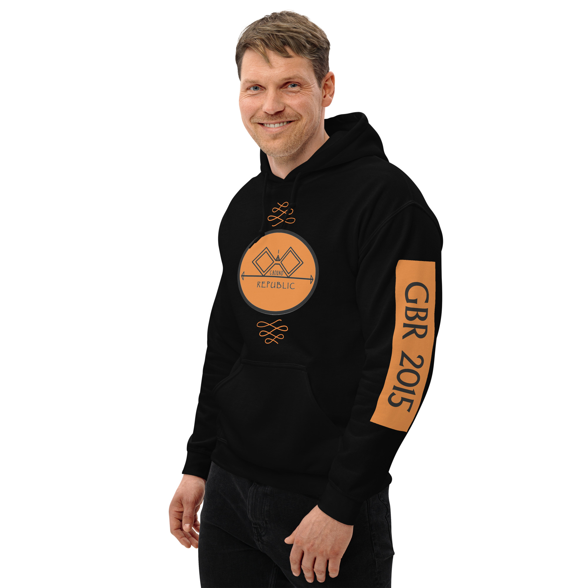 G Bound Republic Orange Logo Unisex Hoodie - Image 7