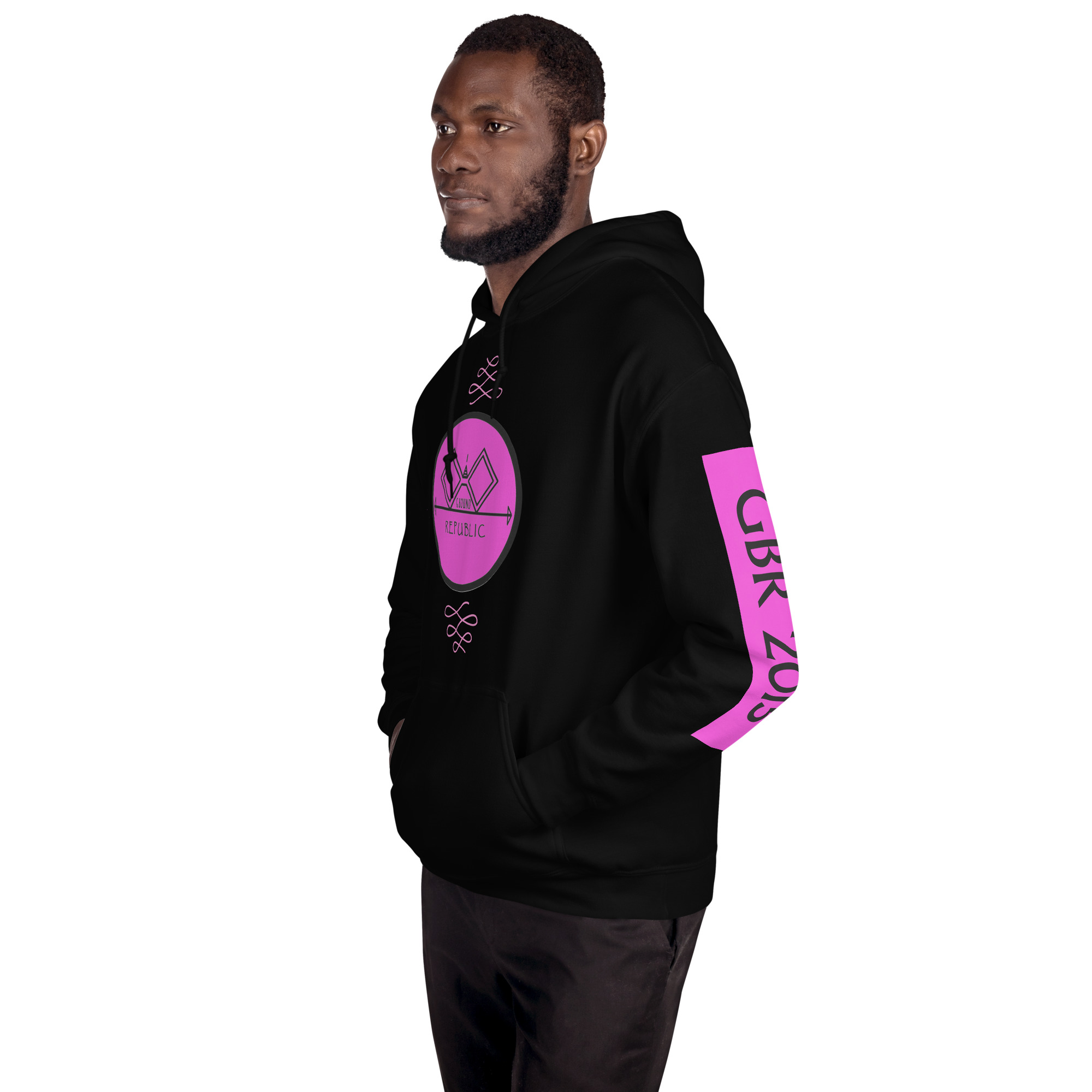 G Bound Republic Pink Logo Unisex Hoodie - Image 6