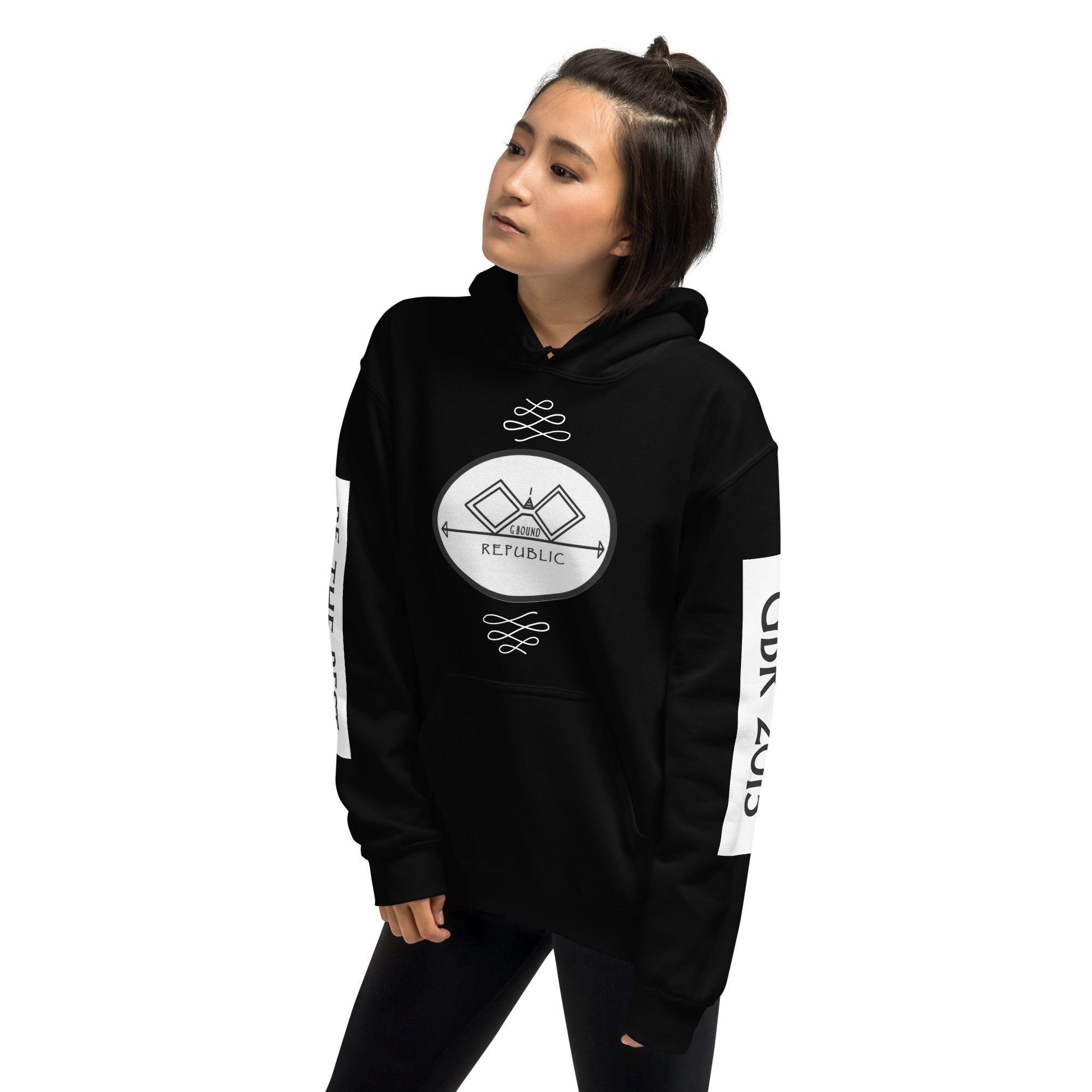 G Bound Republic White Logo Unisex Hoodie - Image 3