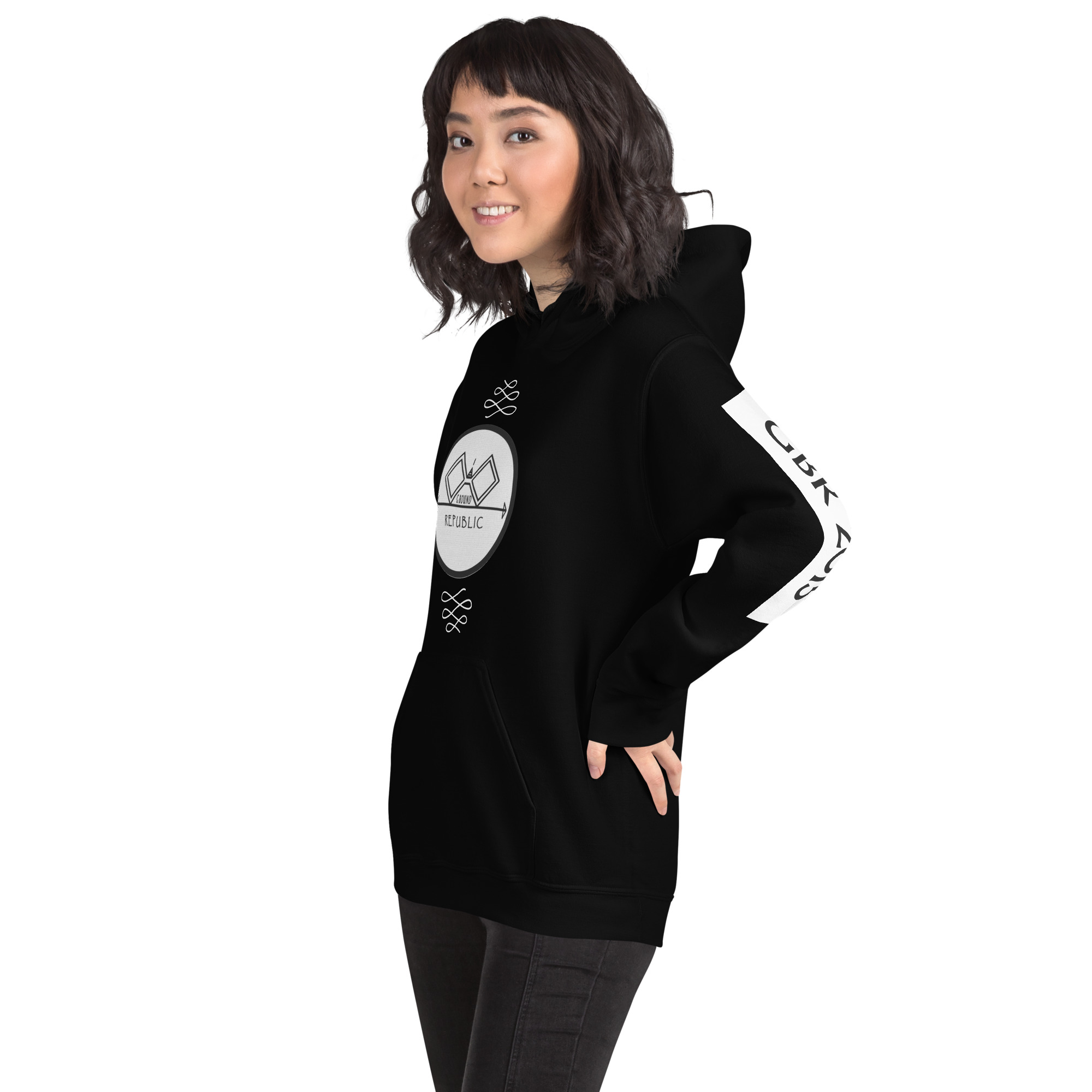 G Bound Republic White Logo Unisex Hoodie - Image 6