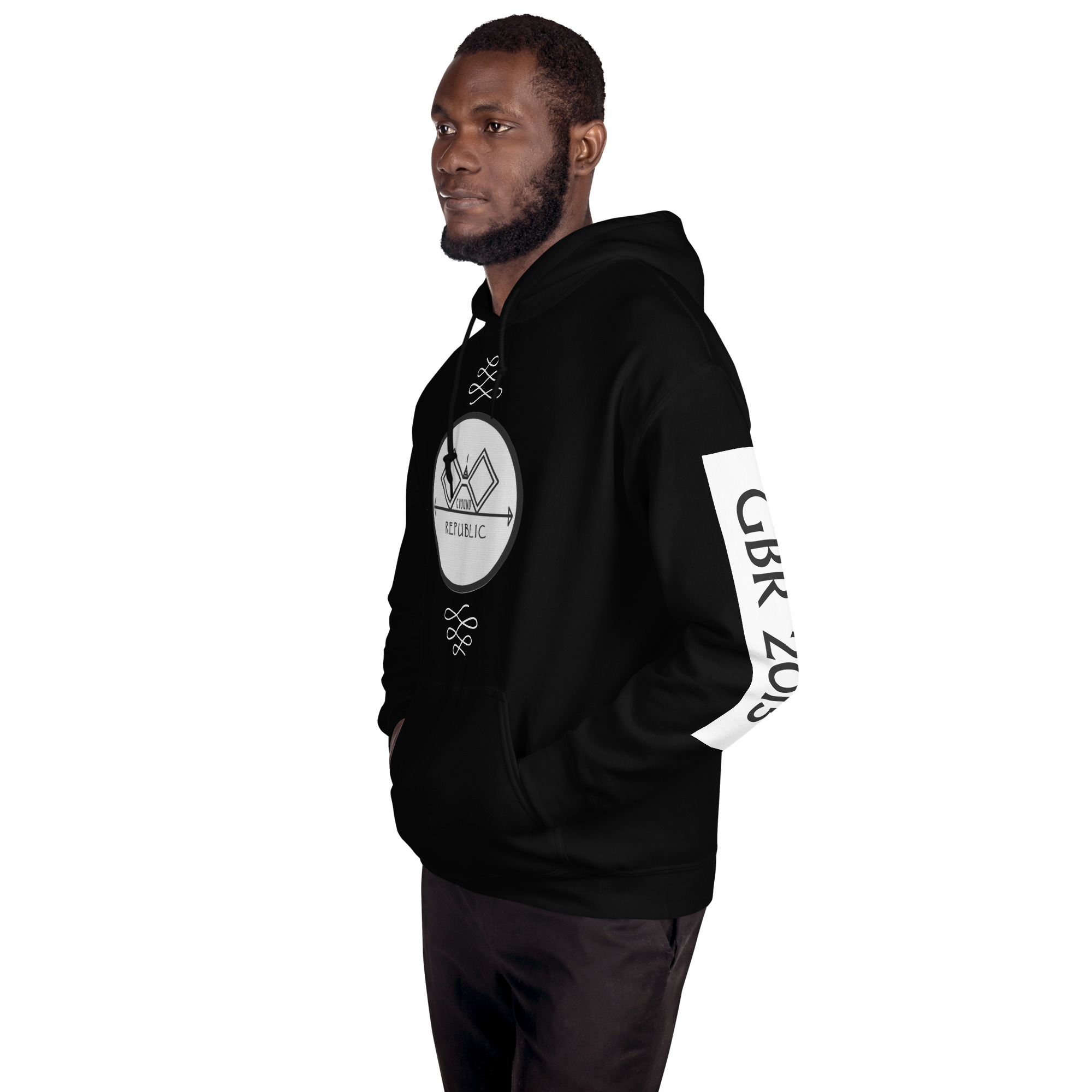 G Bound Republic White Logo Unisex Hoodie - Image 11