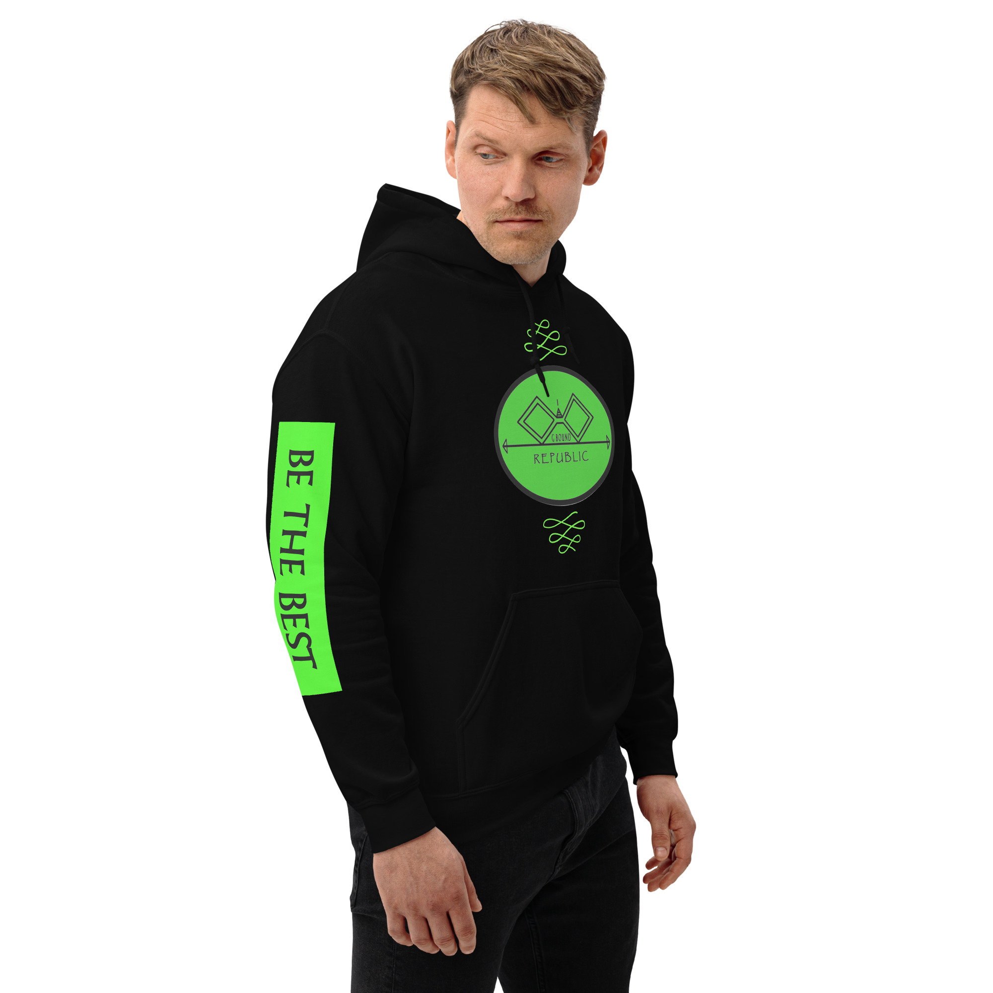 G Bound Republic Green Logo Unisex Hoodie - Image 4
