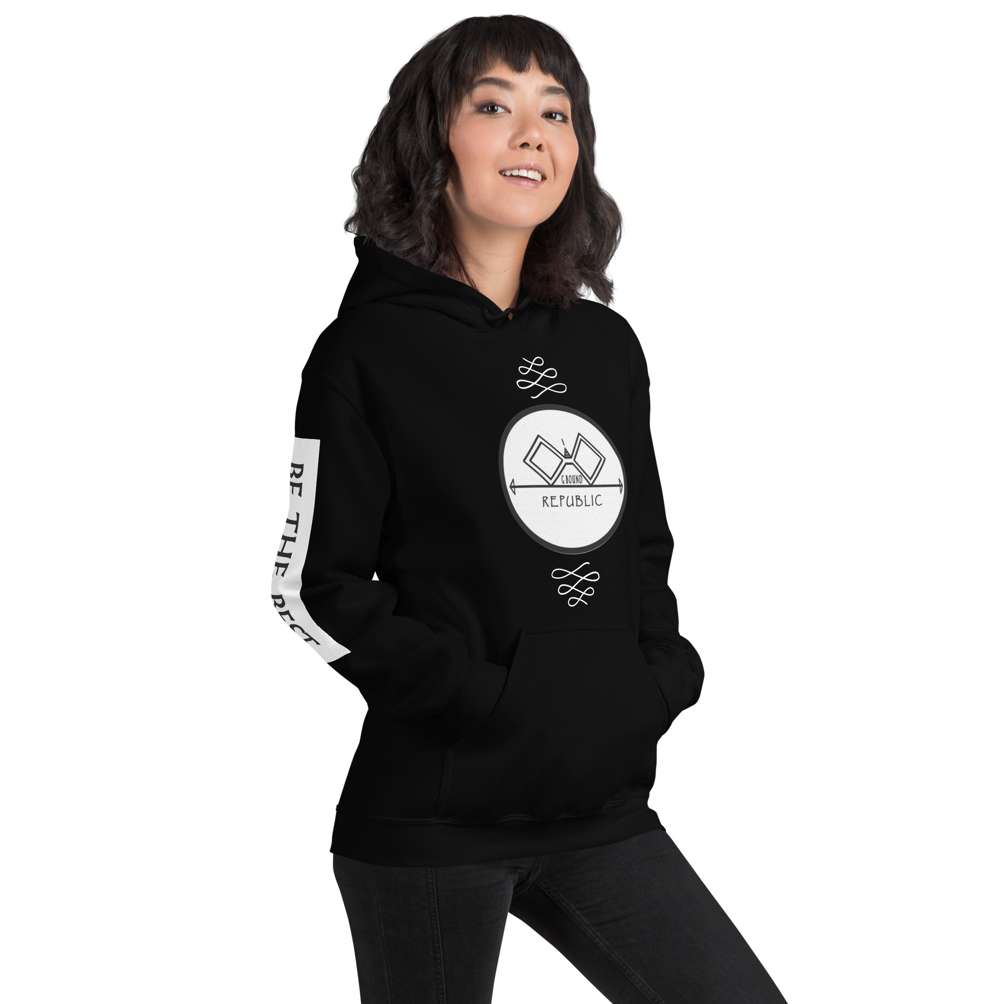 G Bound Republic White Logo Unisex Hoodie - Image 4