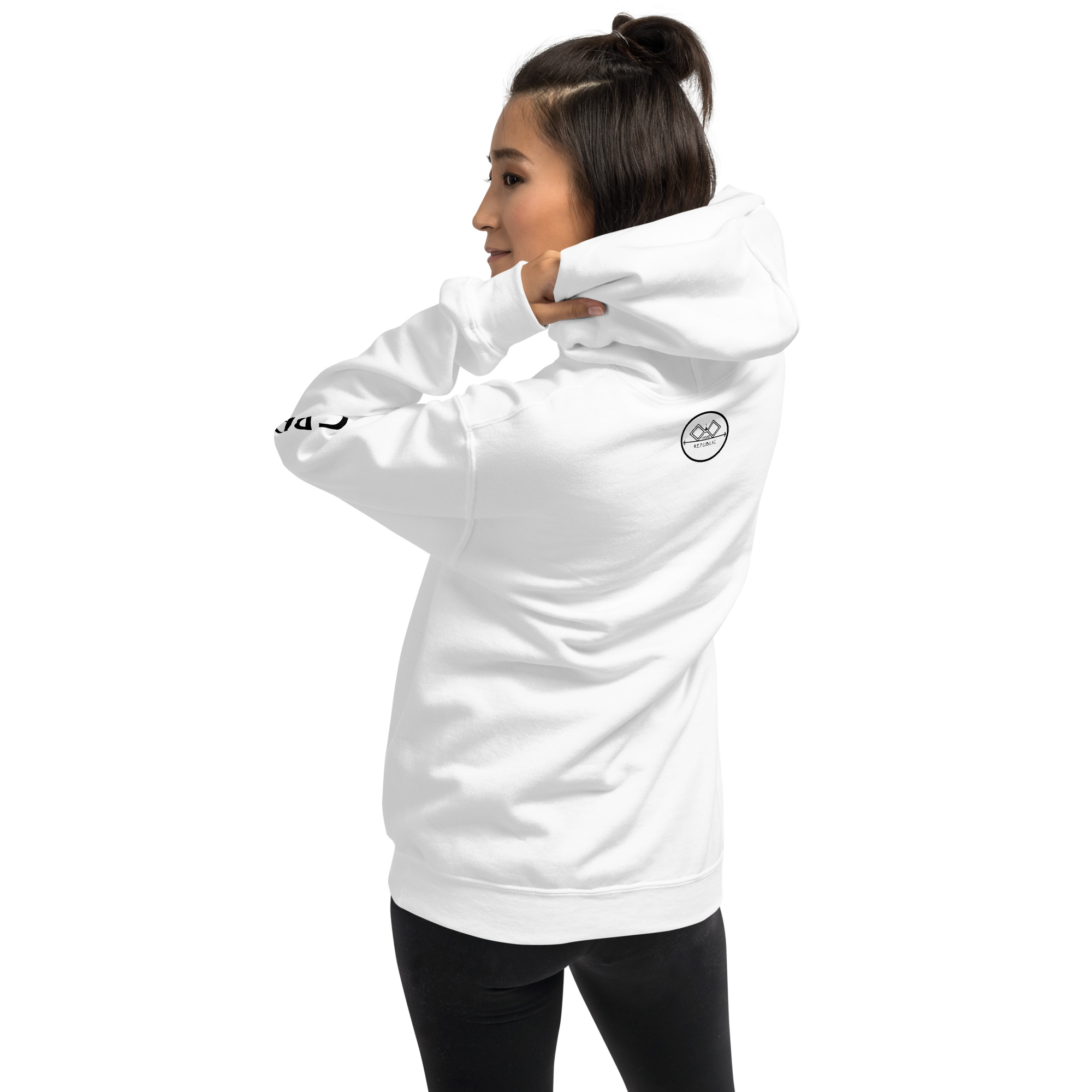 G Bound Republic White Logo Unisex Hoodie - Image 20