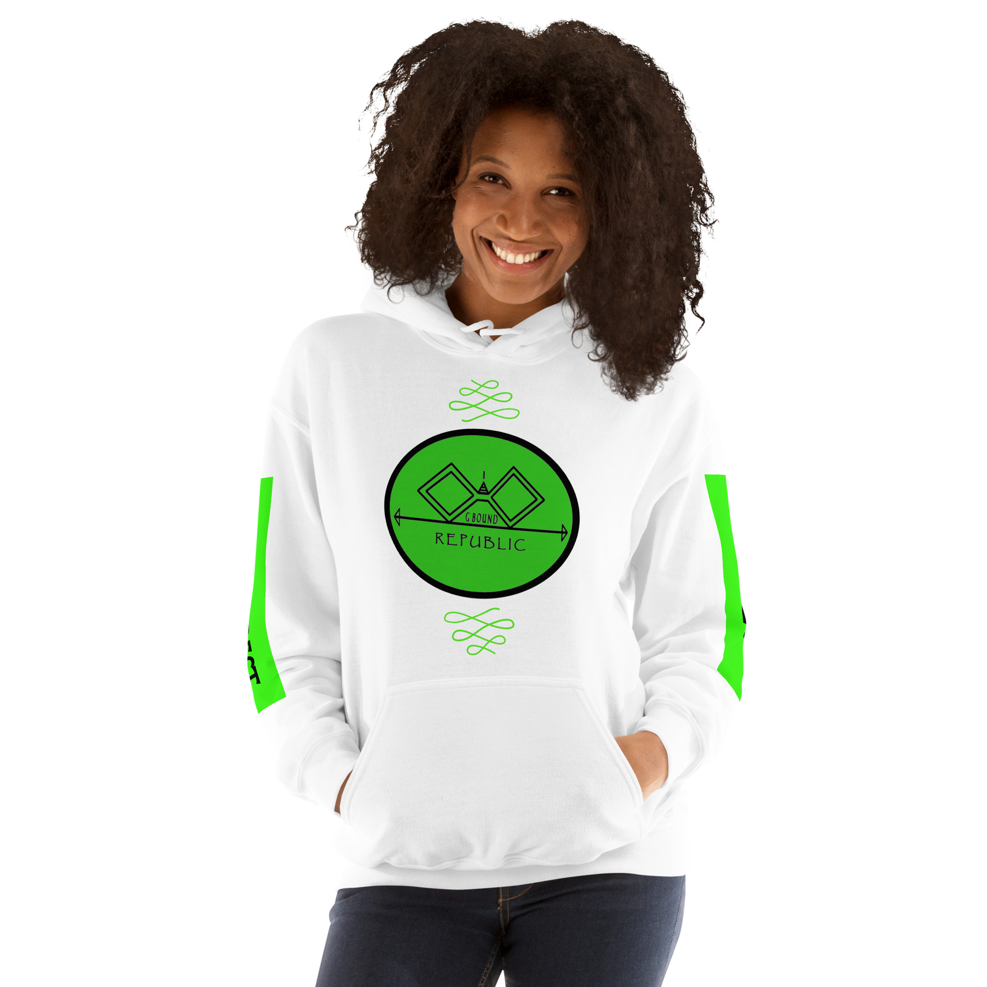 G Bound Republic Green Logo Unisex Hoodie - Image 14