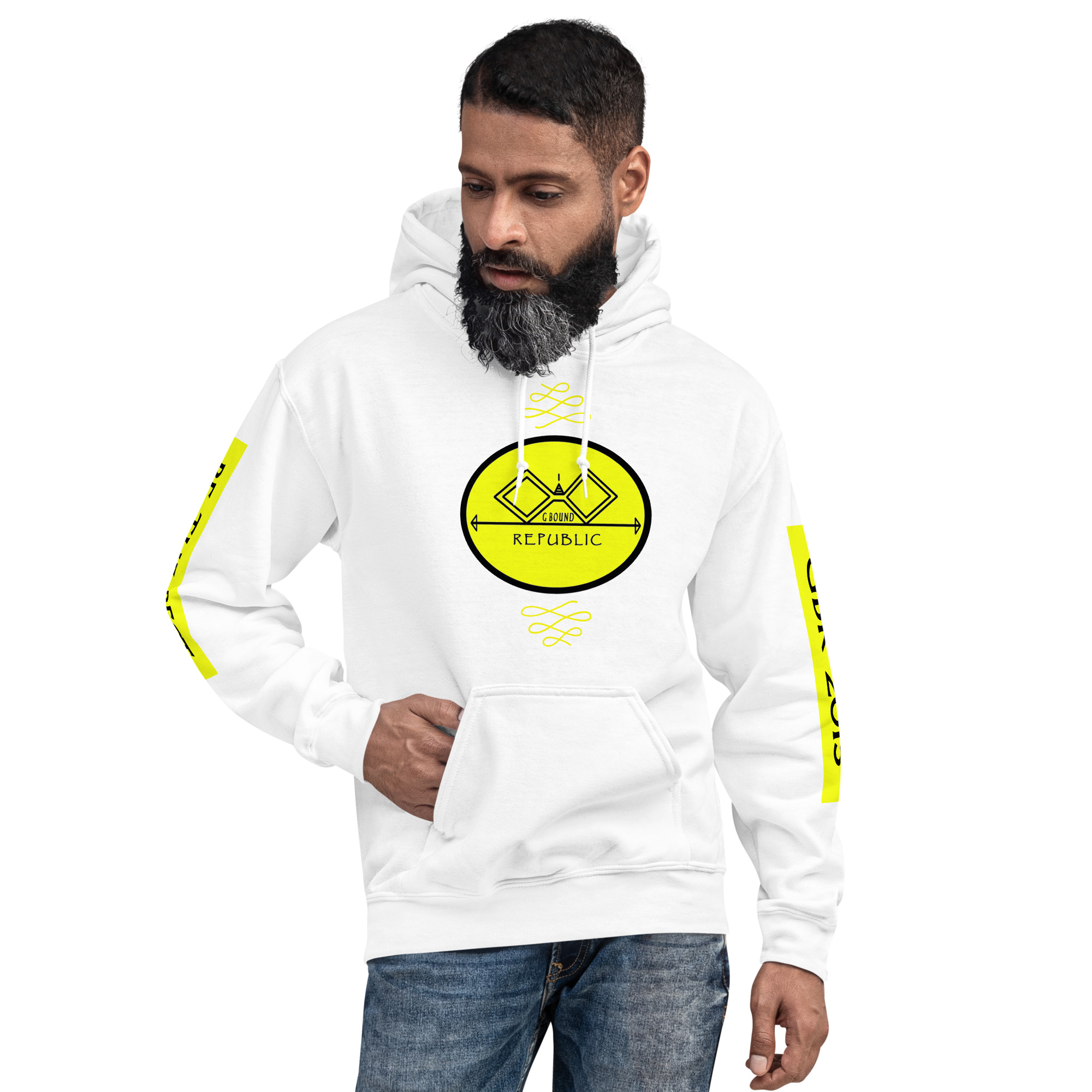 G Bound Republic Yellow Logo Unisex Hoodie - Image 14