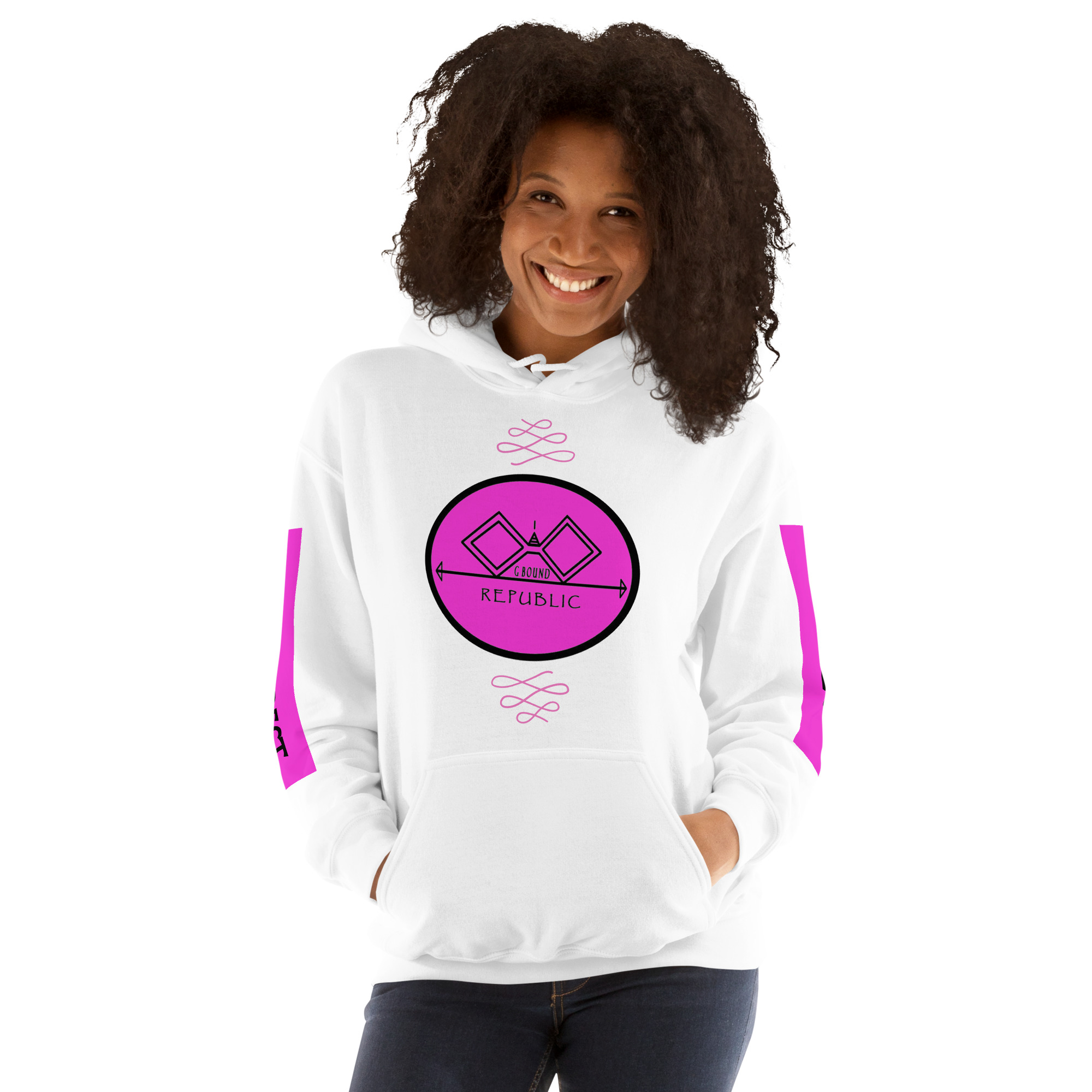 G Bound Republic Pink Logo Unisex Hoodie - Image 13