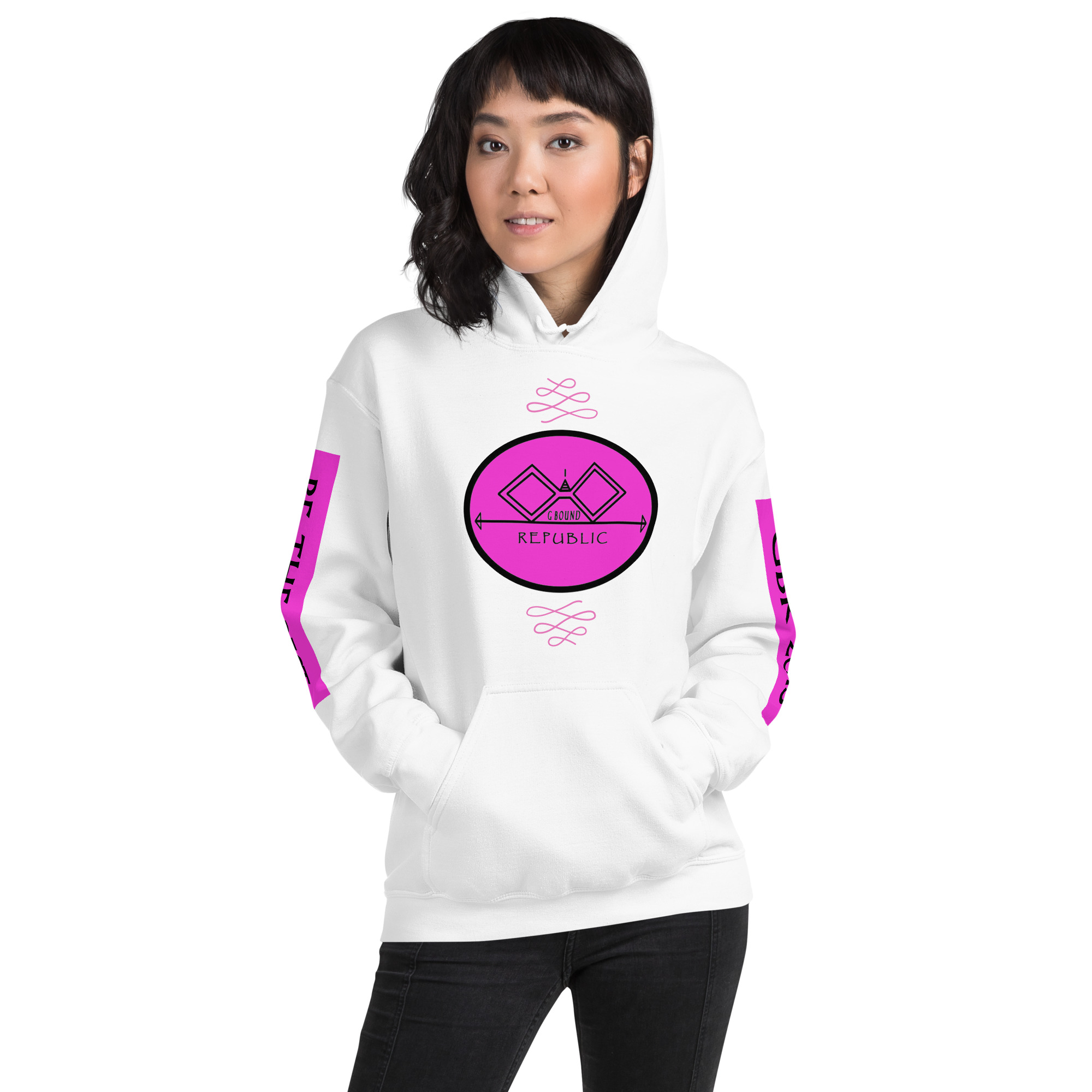 G Bound Republic Pink Logo Unisex Hoodie - Image 18