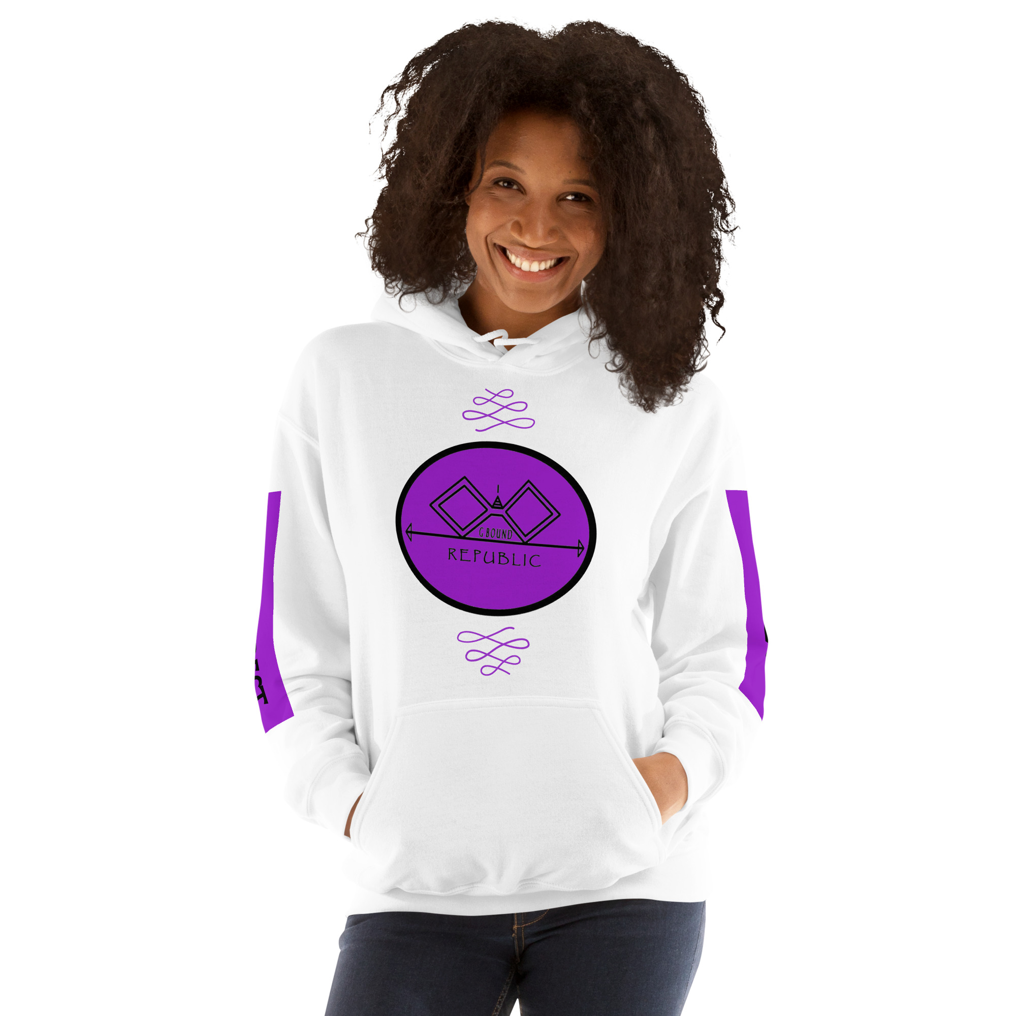 G Bound Republic Purple Logo Unisex Hoodie - Image 16