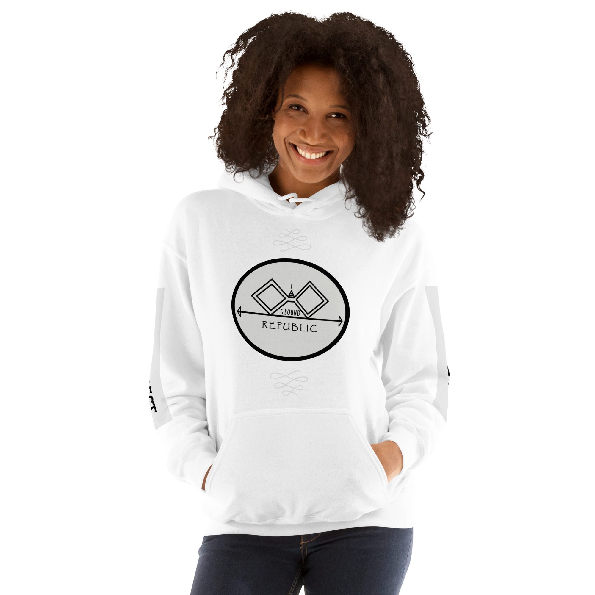 G Bound Republic Silver Logo Unisex Hoodie - Image 17