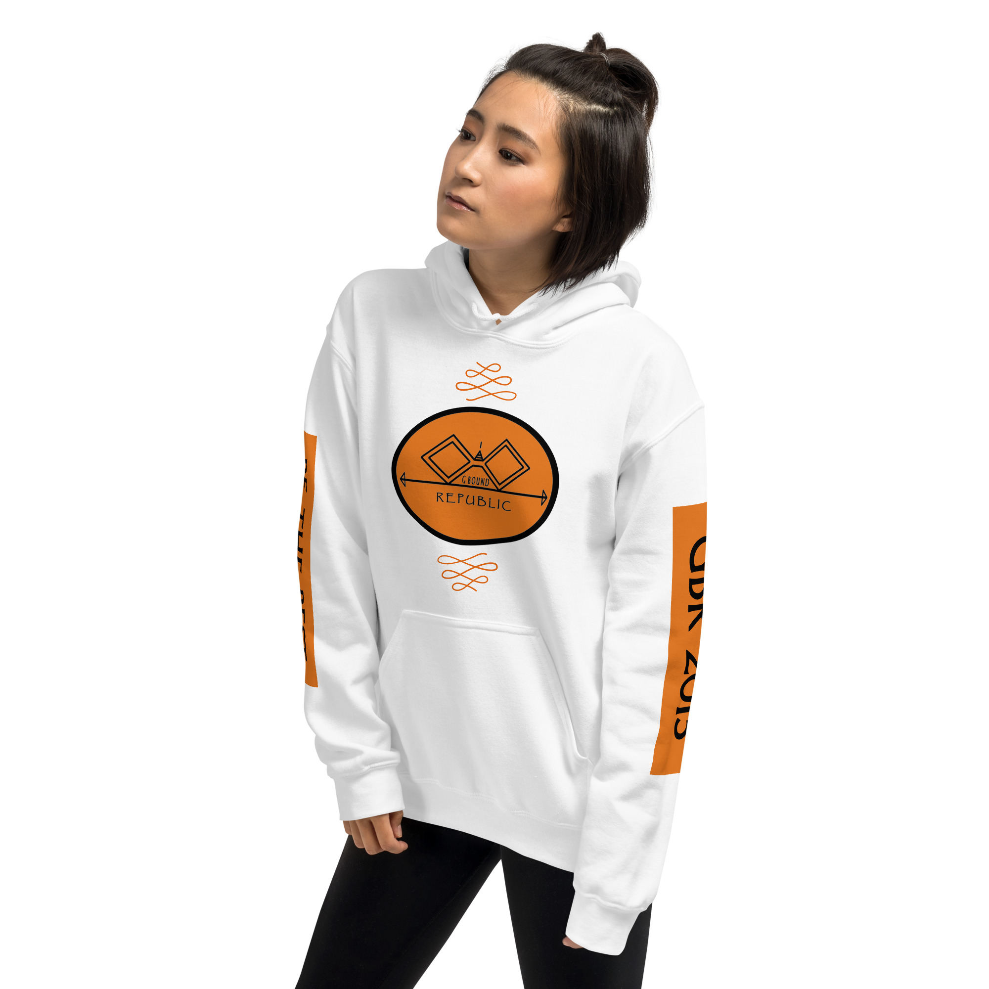 G Bound Republic Orange Logo Unisex Hoodie - Image 17
