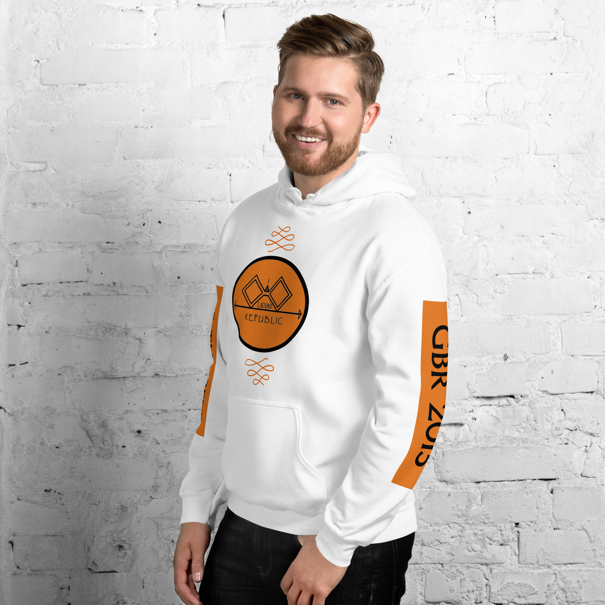 G Bound Republic Orange Logo Unisex Hoodie - Image 18