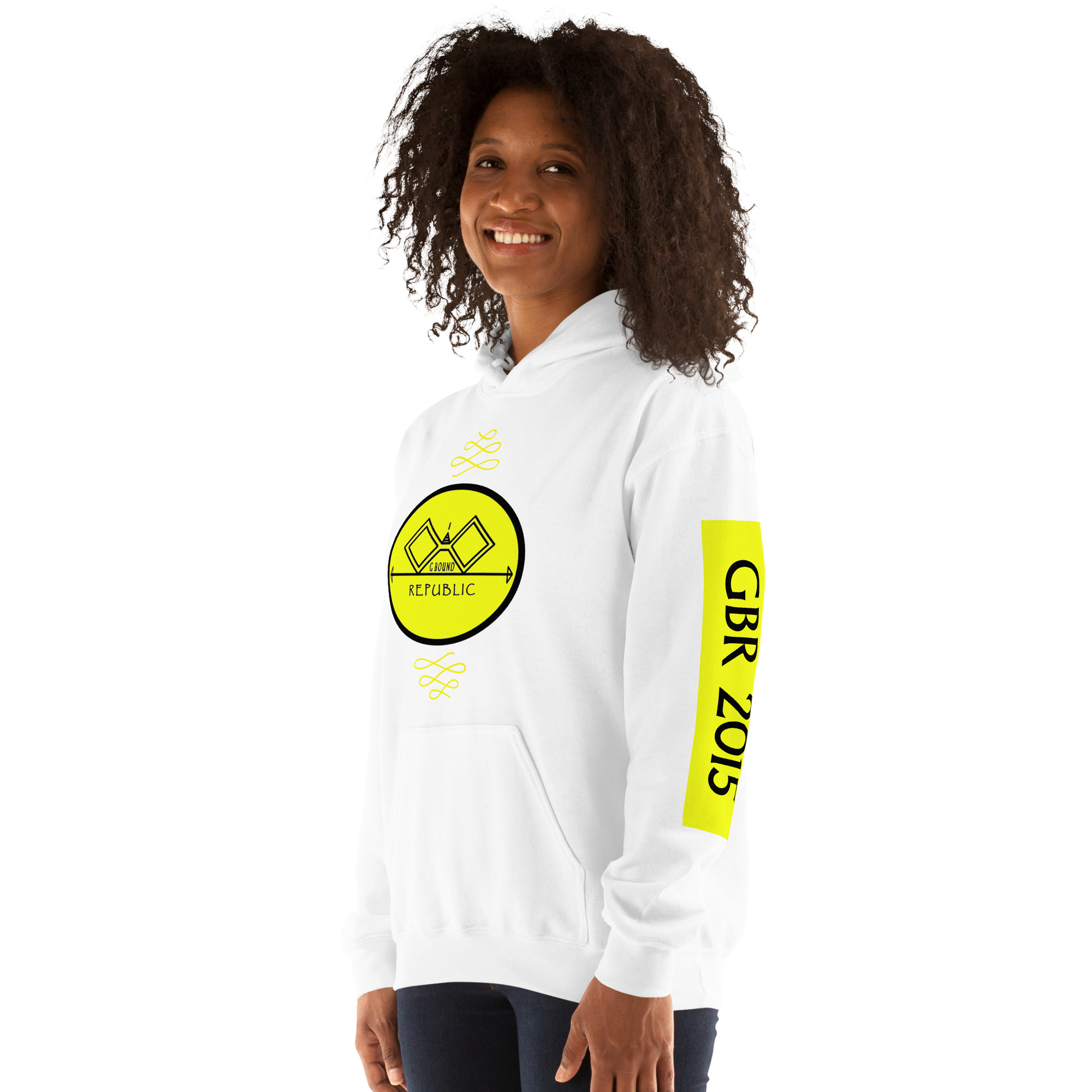 G Bound Republic Yellow Logo Unisex Hoodie - Image 9