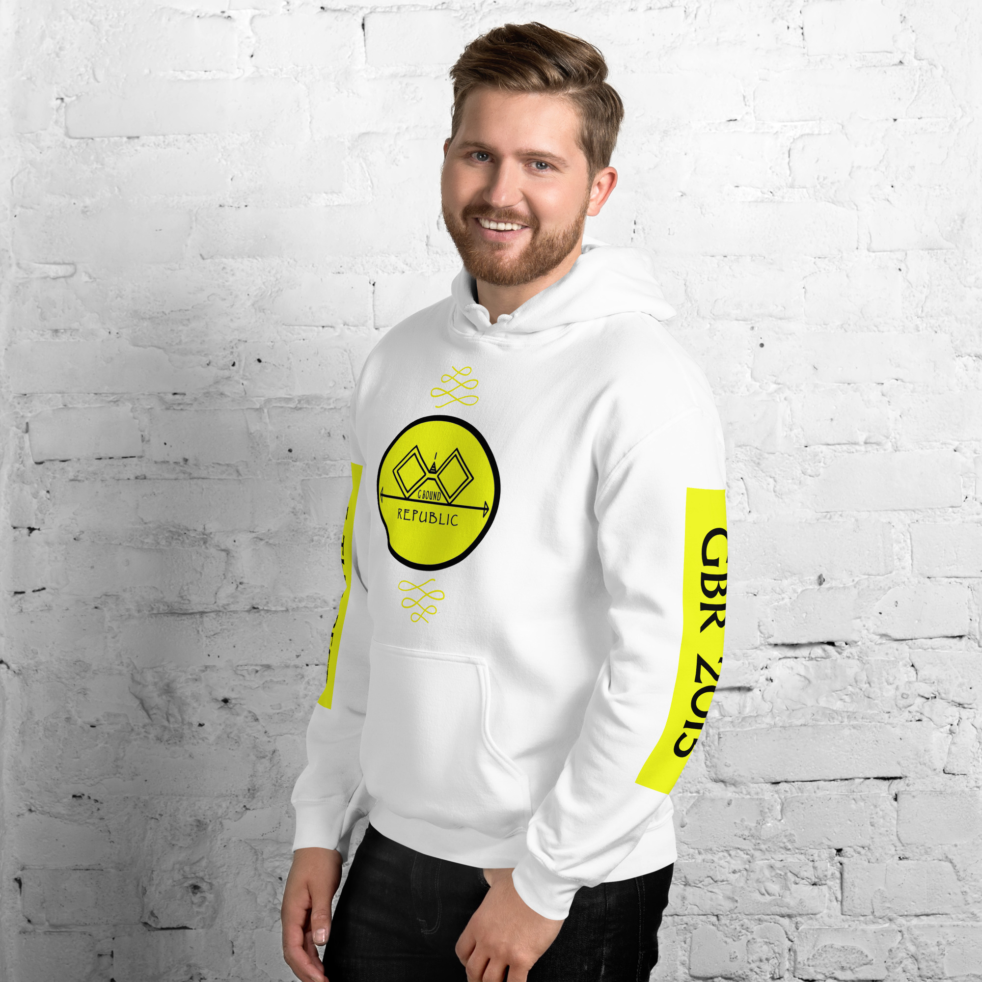 G Bound Republic Yellow Logo Unisex Hoodie - Image 10