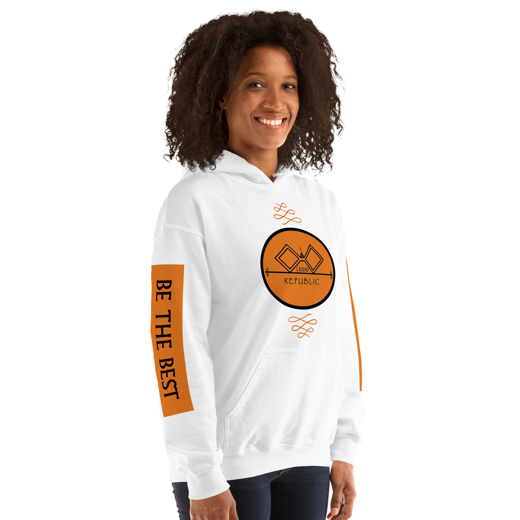 G Bound Republic Orange Logo Unisex Hoodie - Image 15