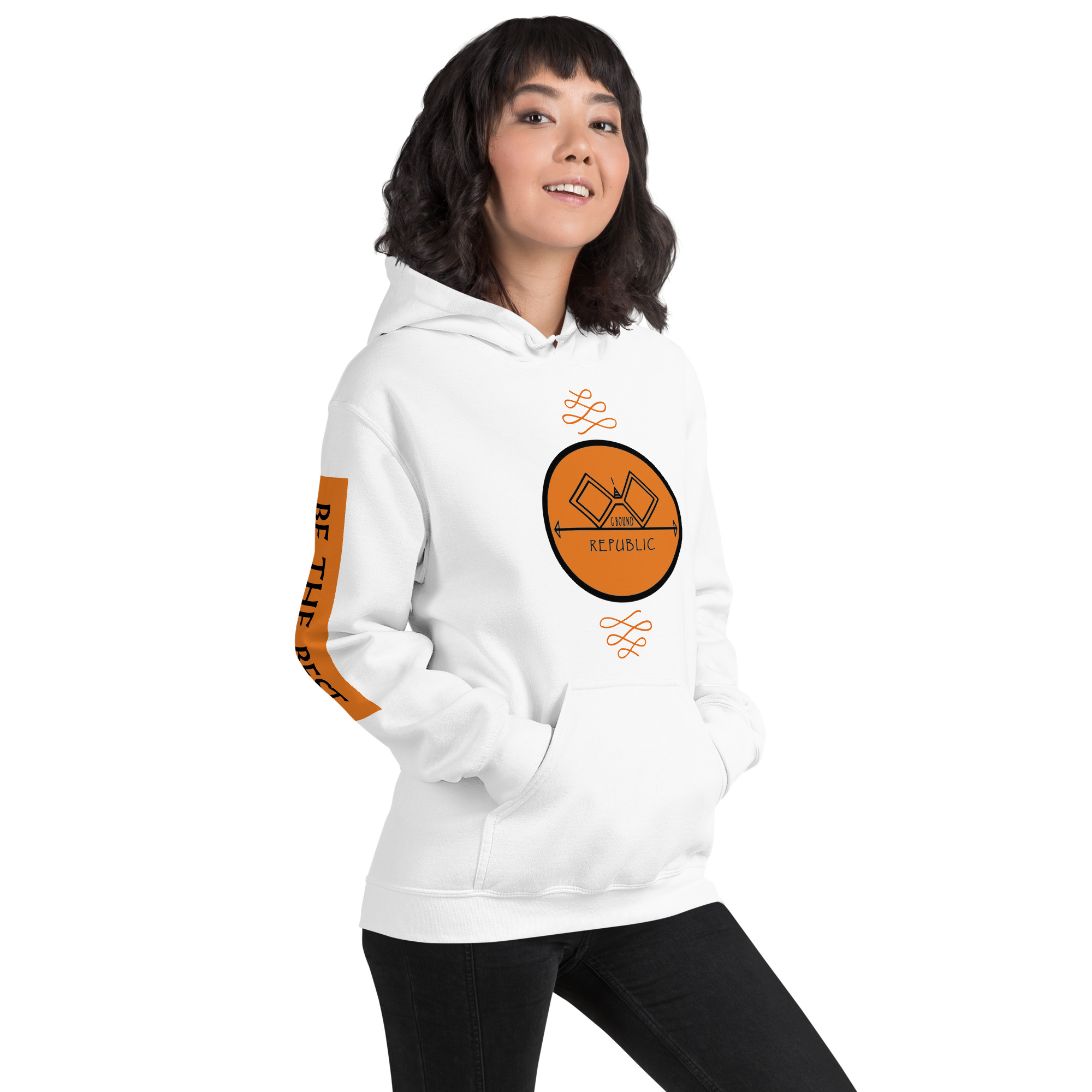 G Bound Republic Orange Logo Unisex Hoodie - Image 16