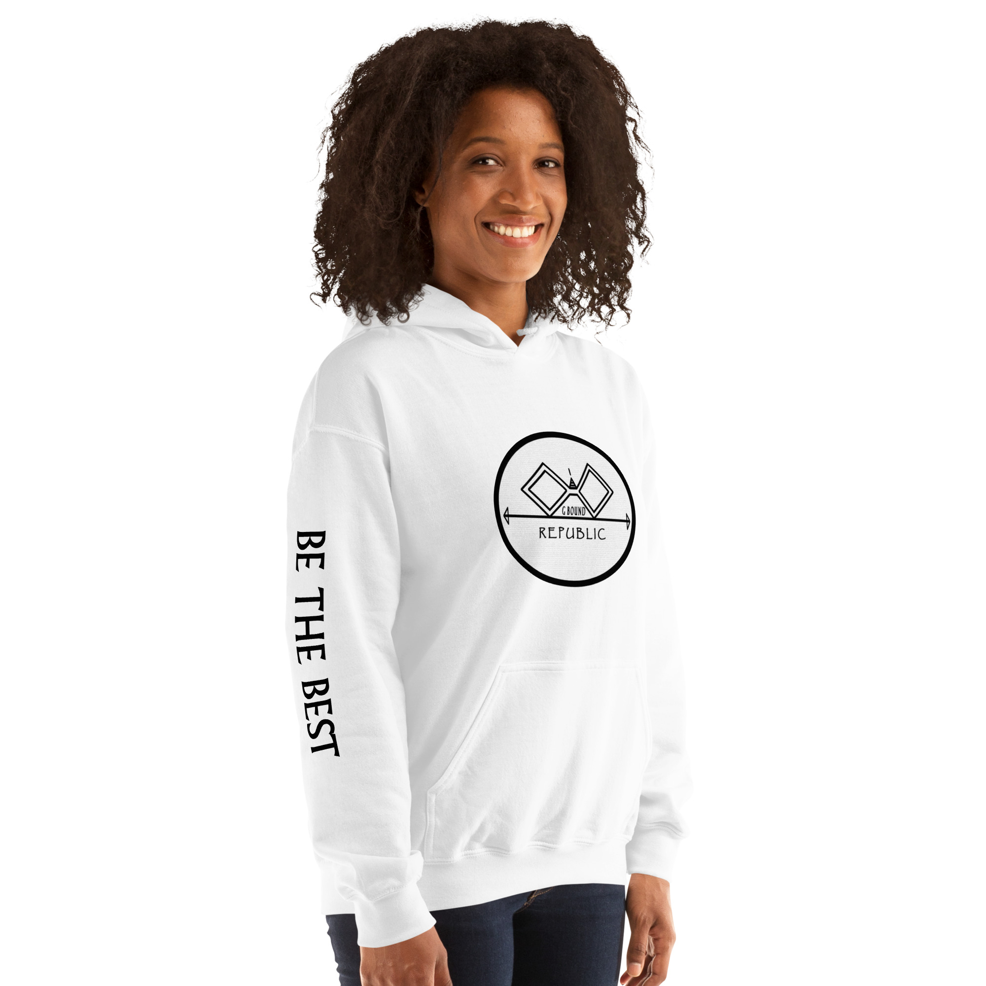 G Bound Republic White Logo Unisex Hoodie - Image 18