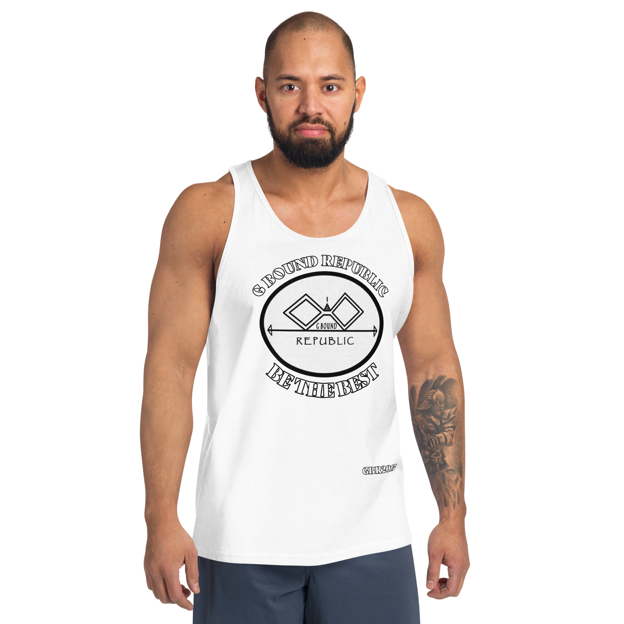 G Bound Republic Men's White Logo Tank Top - Image 4