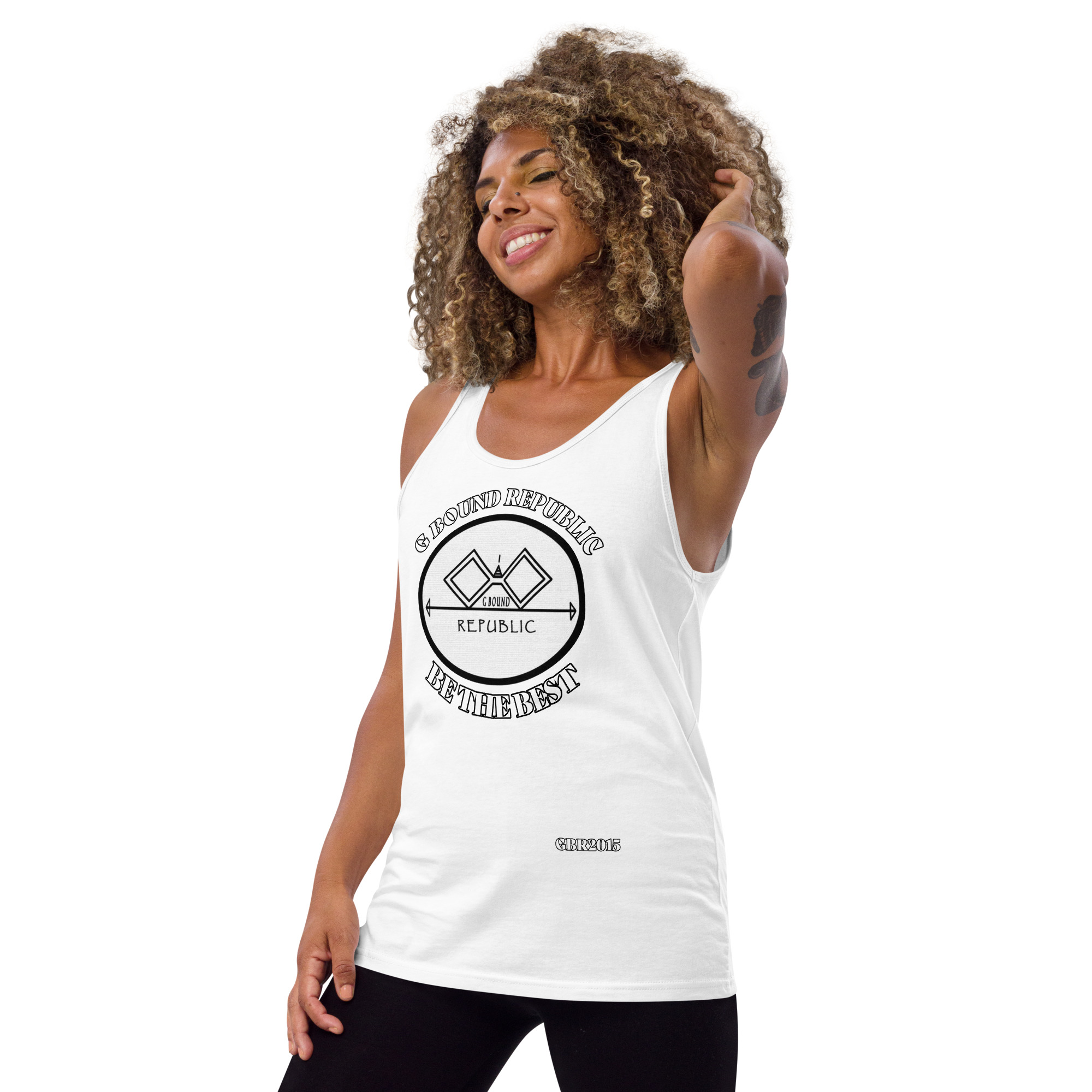 G Bound Republic Men's White Logo Tank Top - Image 2
