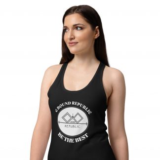 G Bound Republic Women’s White Logo fitted racerback tank top